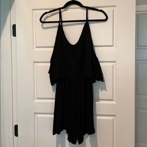 Off-the-shoulder black romper